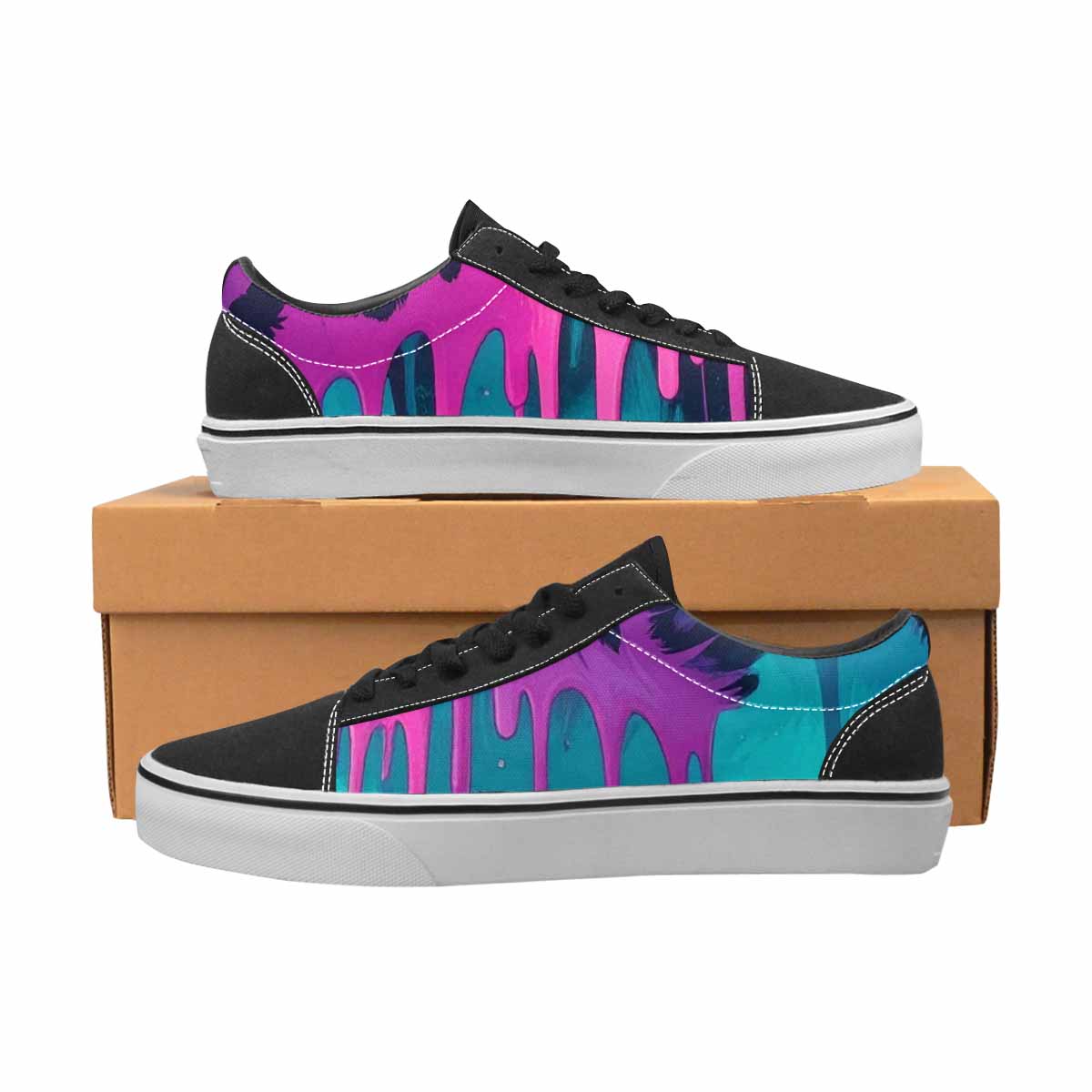 WOMEN'S Leopard Melting Neon Canvas Lace-Up Y2K Custom Sneakers
