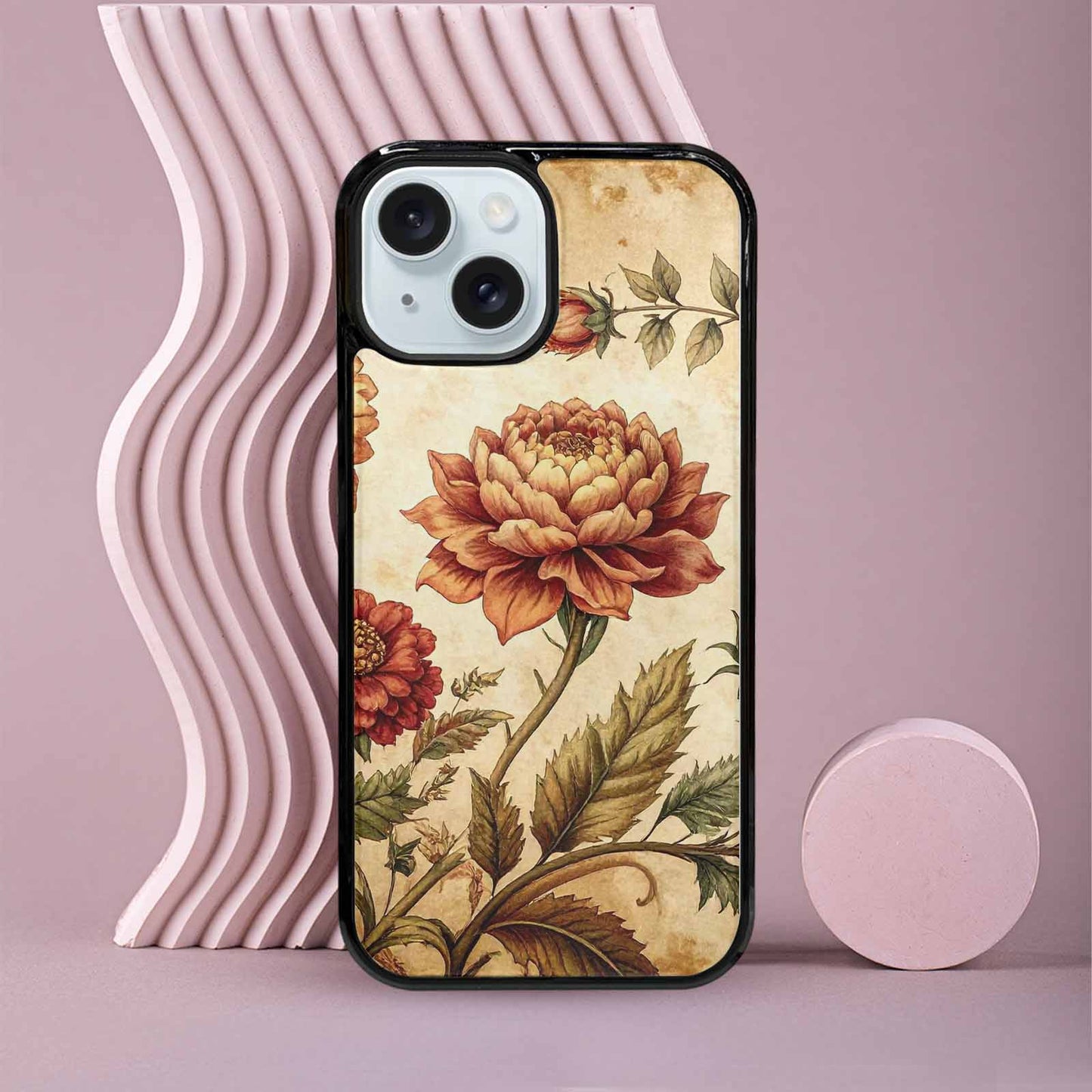 iPhone 15 Case — Vintage Botanical Art Pattern, Custom Made Phone Cover