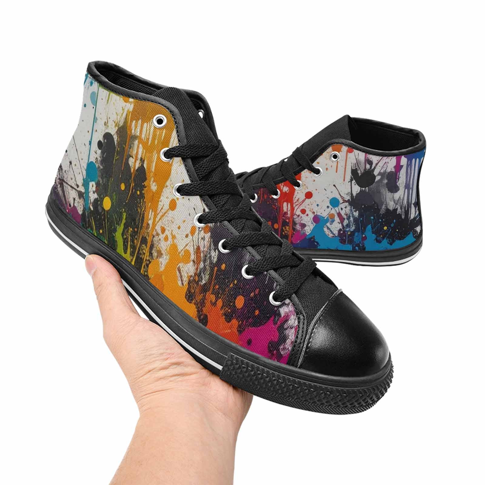 WOMEN'S Paint Splatter High Top Canvas Surreal Shoes