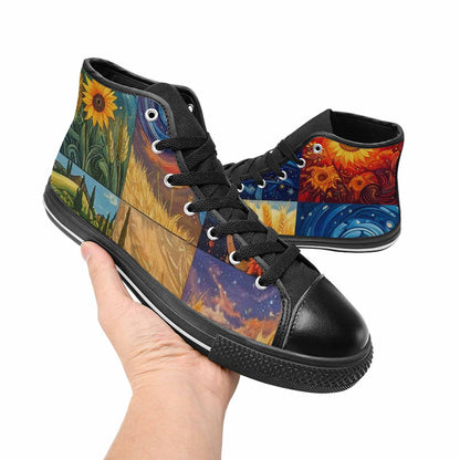 MEN'S Van Gogh-Style Swirl High Top Canvas Dark Academia Custom Shoes