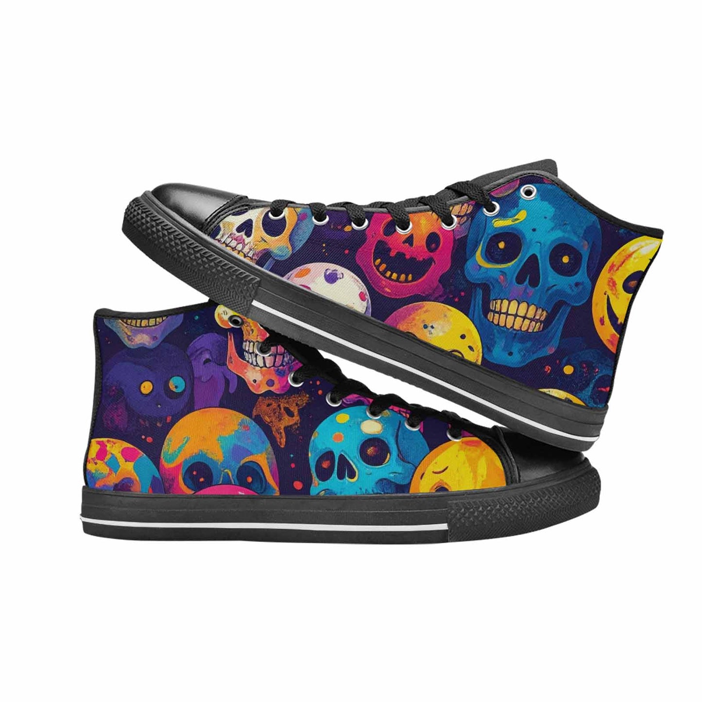 MEN'S Skeleton People Face High Top Canvas Cottagecore Custom Shoes