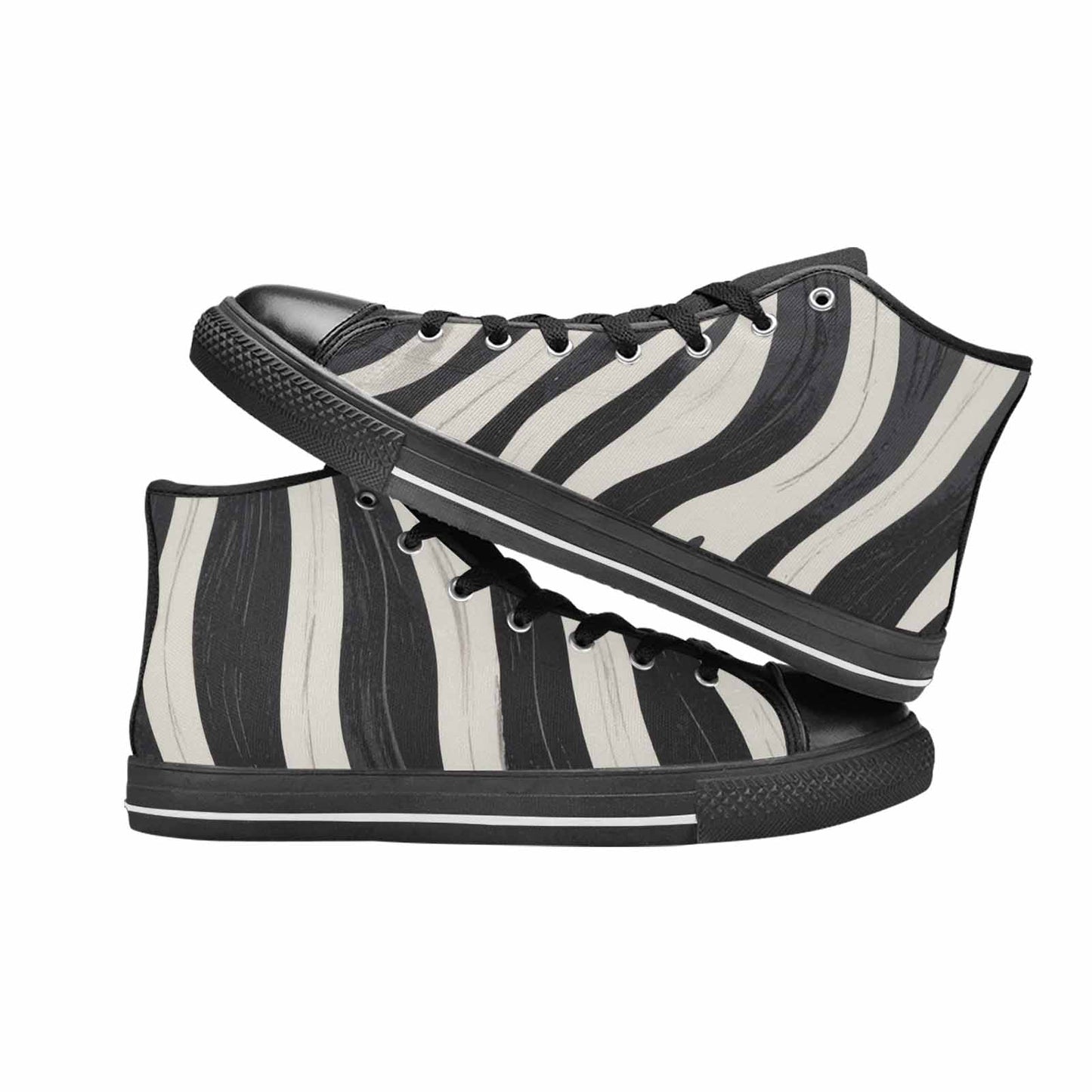 MEN'S Modern Zebra Stripe High Top Canvas Grunge Sneakers