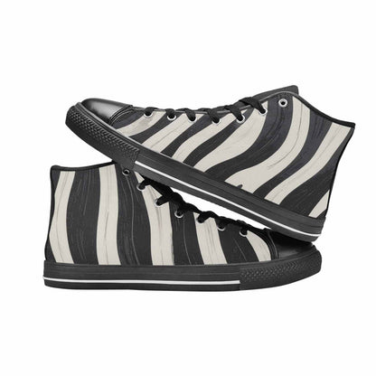 MEN'S Modern Zebra Stripe High Top Canvas Grunge Sneakers
