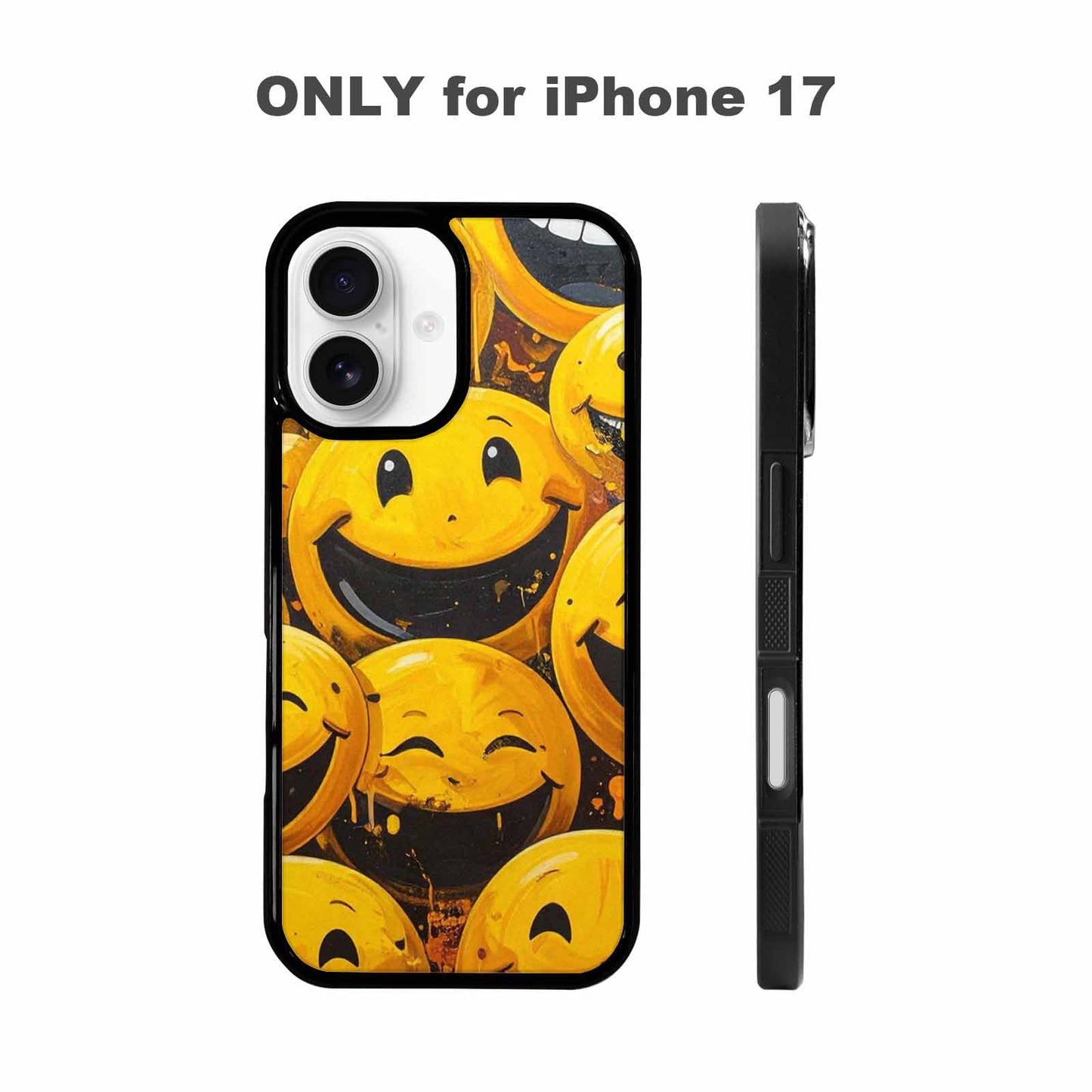 iPhone 17 Case — Melting Moon Smiley Yellow Original Art, Custom Printed Phone Case