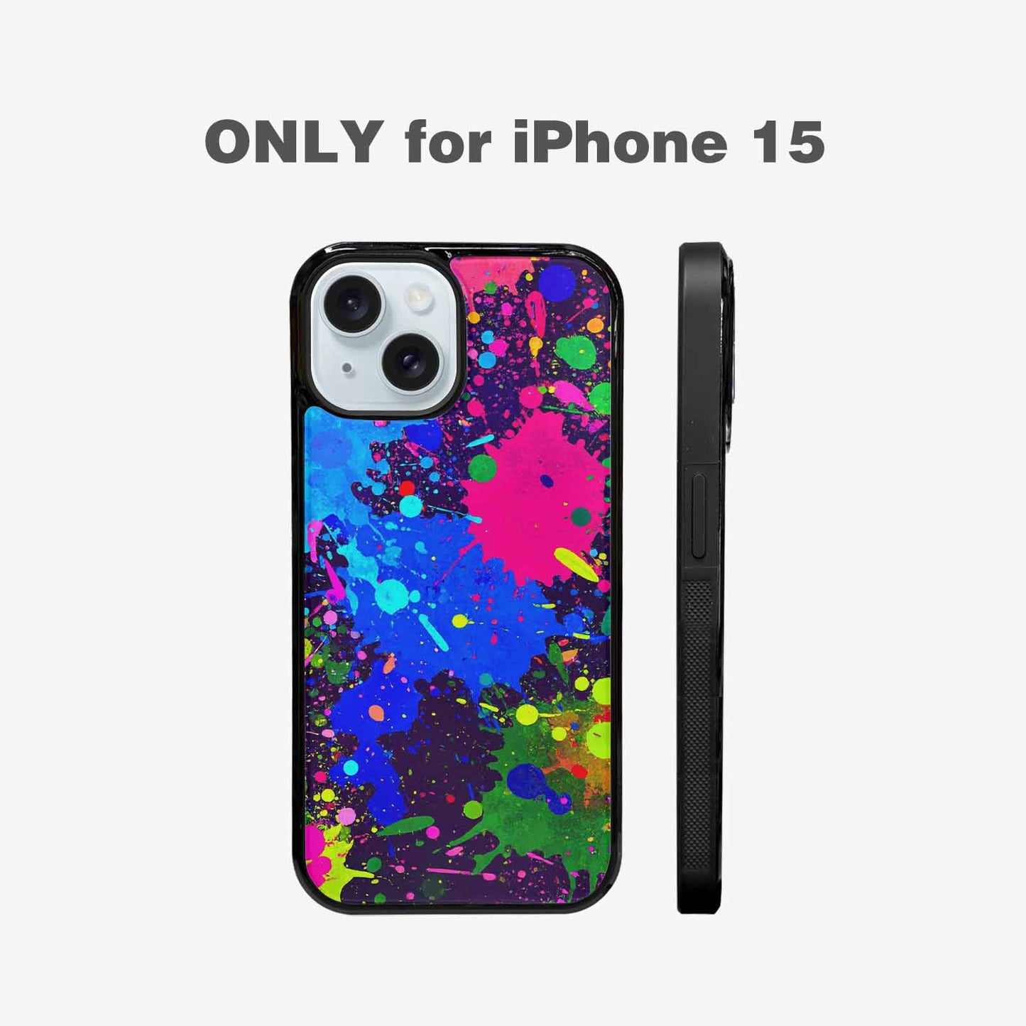 iPhone 15 Case — Neon Paint Splatter Custom, Custom Print Case Cover
