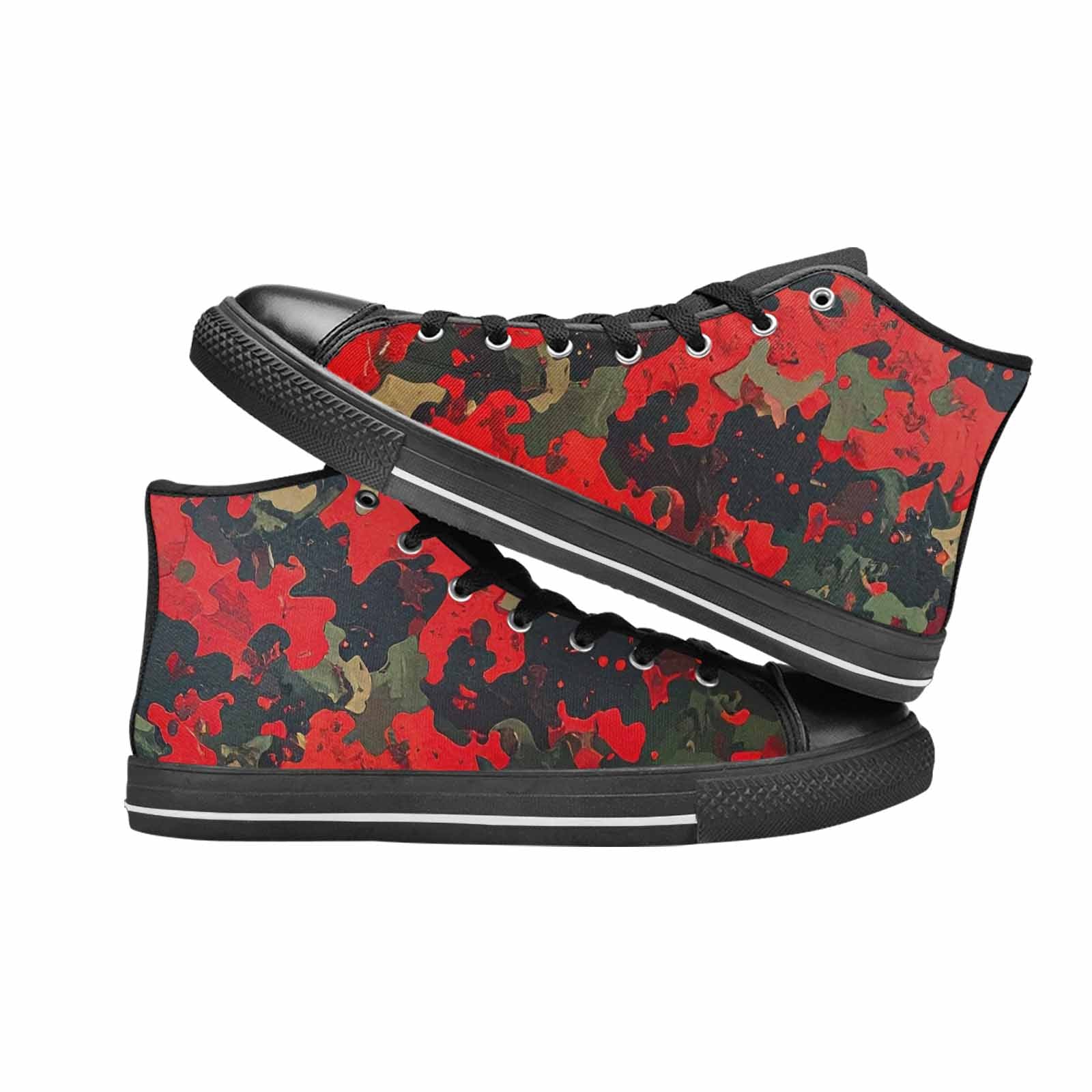WOMEN'S Military Camouflage Blotch High Top Canvas Wallpaper Art Custom Sneakers