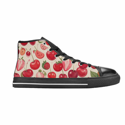 WOMEN'S Cherry Fruit Print High Top Canvas Y2K Custom Sneakers
