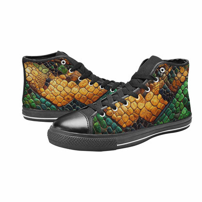 MEN'S Snake Skin Reptile High Top Canvas Neon Fantasy Shoes