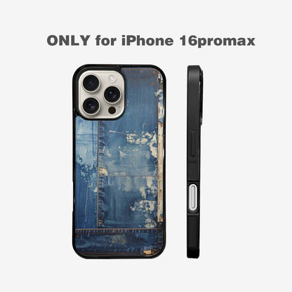 iPhone 16 Pro Max Case — Denim Distressed Textures Print Edge To, Customized Protective Case