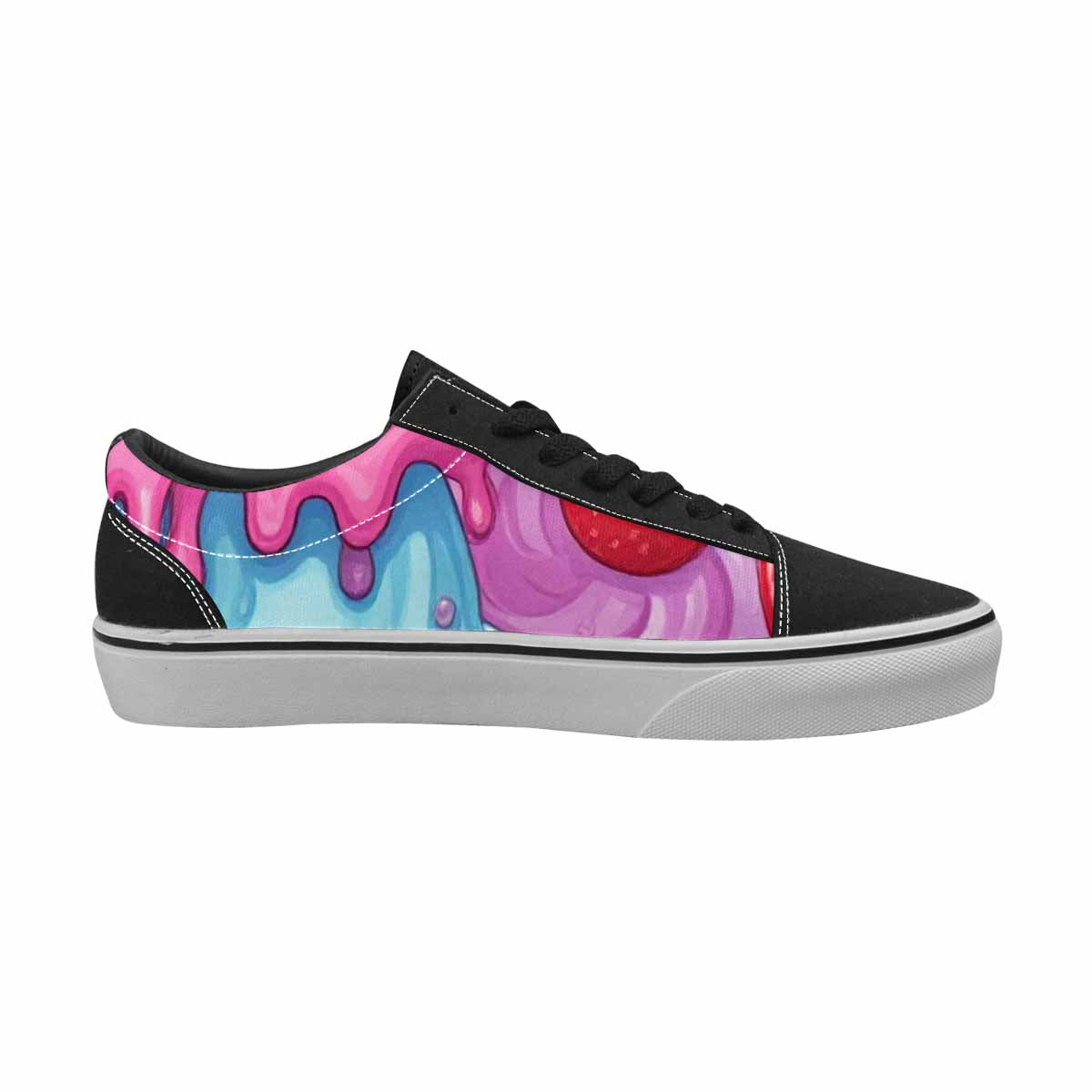 MEN'S Melting Icecream Monster Cherry Canvas Lace-Up Cottagecore Sneakers