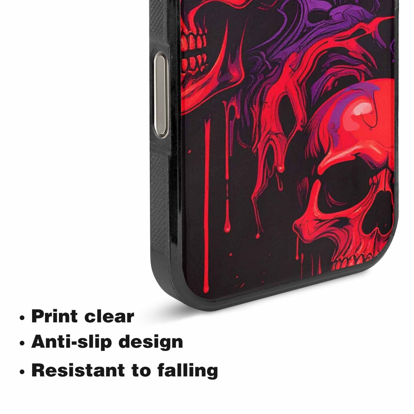 iPhone 16 Pro Case — Red Purple Skeletons Neon Drip Melting, Custom Print Case Cover