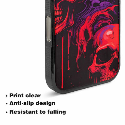 iPhone 16 Pro Case — Red Purple Skeletons Neon Drip Melting, Custom Print Case Cover