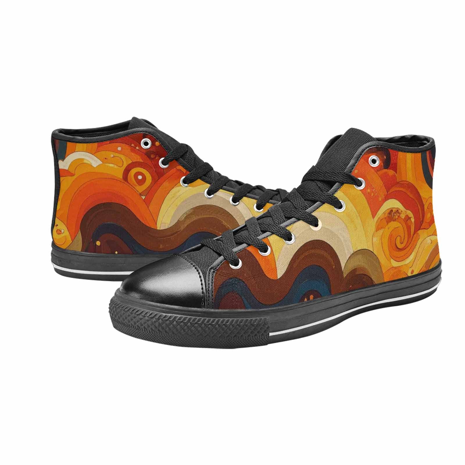MEN'S Groovy 70S Peace High Top Canvas Neon Fantasy Custom Shoes
