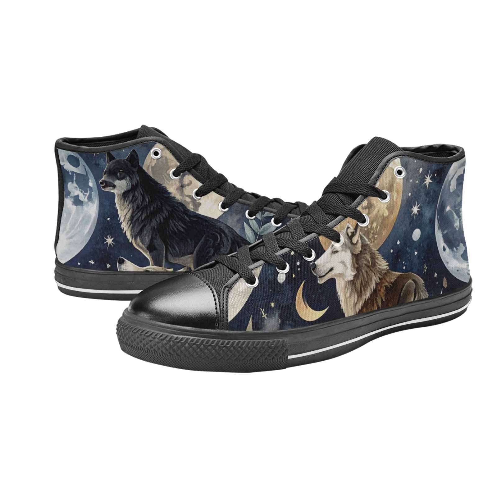 MEN'S Wolf Silhouette Moon High Top Canvas Vivid Shoes