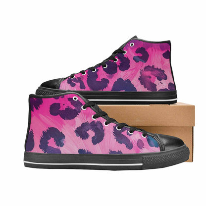 MEN'S Leopard Neon Pink Teal Airbrush High Top Canvas Y2K Shoes