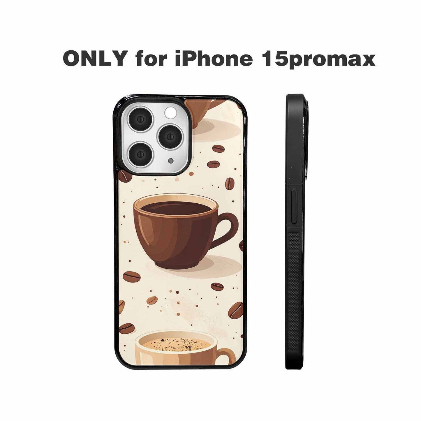iPhone 15 Pro Max Case — Coffee Cup And Bean Pattern Seamless, Custom Made Phone Cover