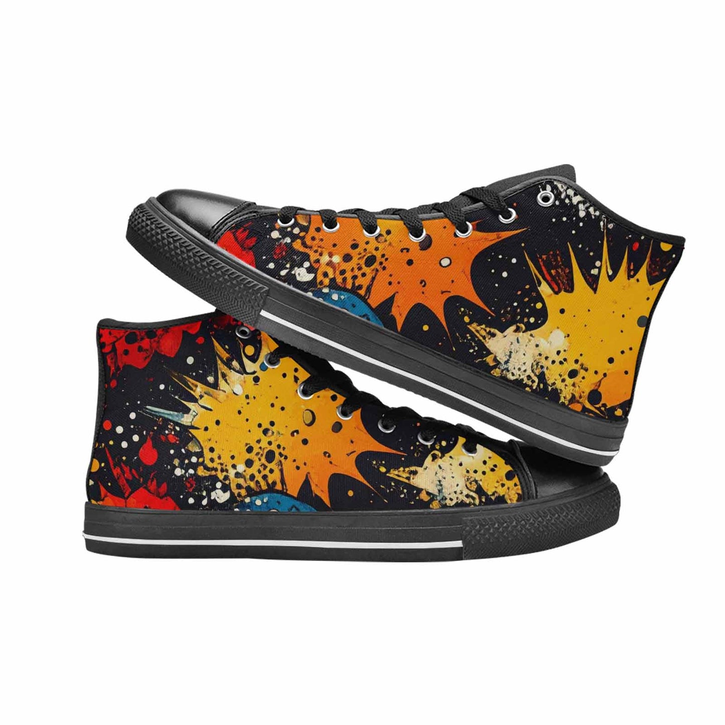 MEN'S Comic Book Halftone High Top Canvas Grunge Sneakers