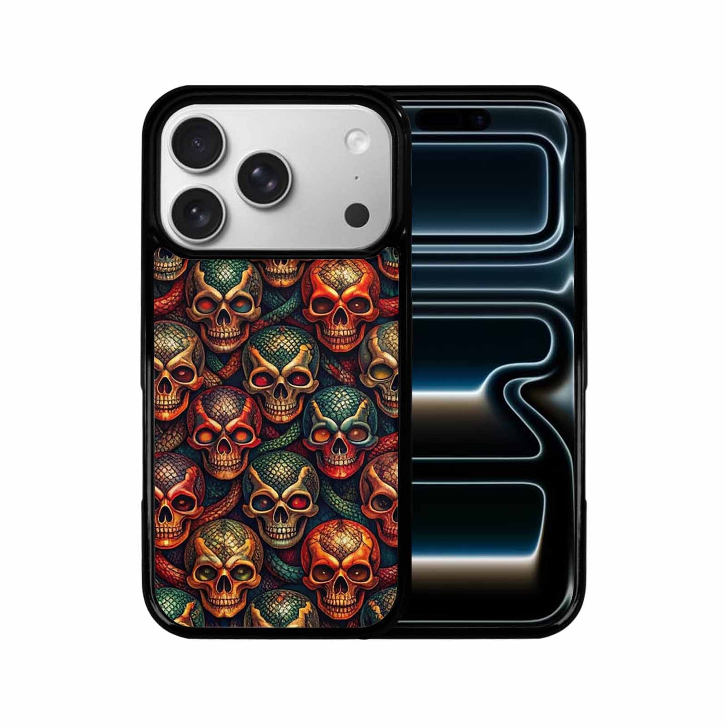 iPhone 17 Pro Case — Snake Skulls Print Gothic Skulls, Original Design Phone Case