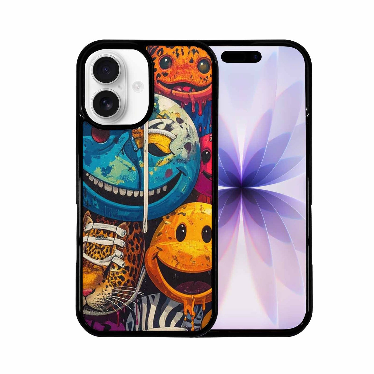 iPhone 17 Case — Smiley Faces Pattern Hundreds Original Art, Custom Print Case Cover
