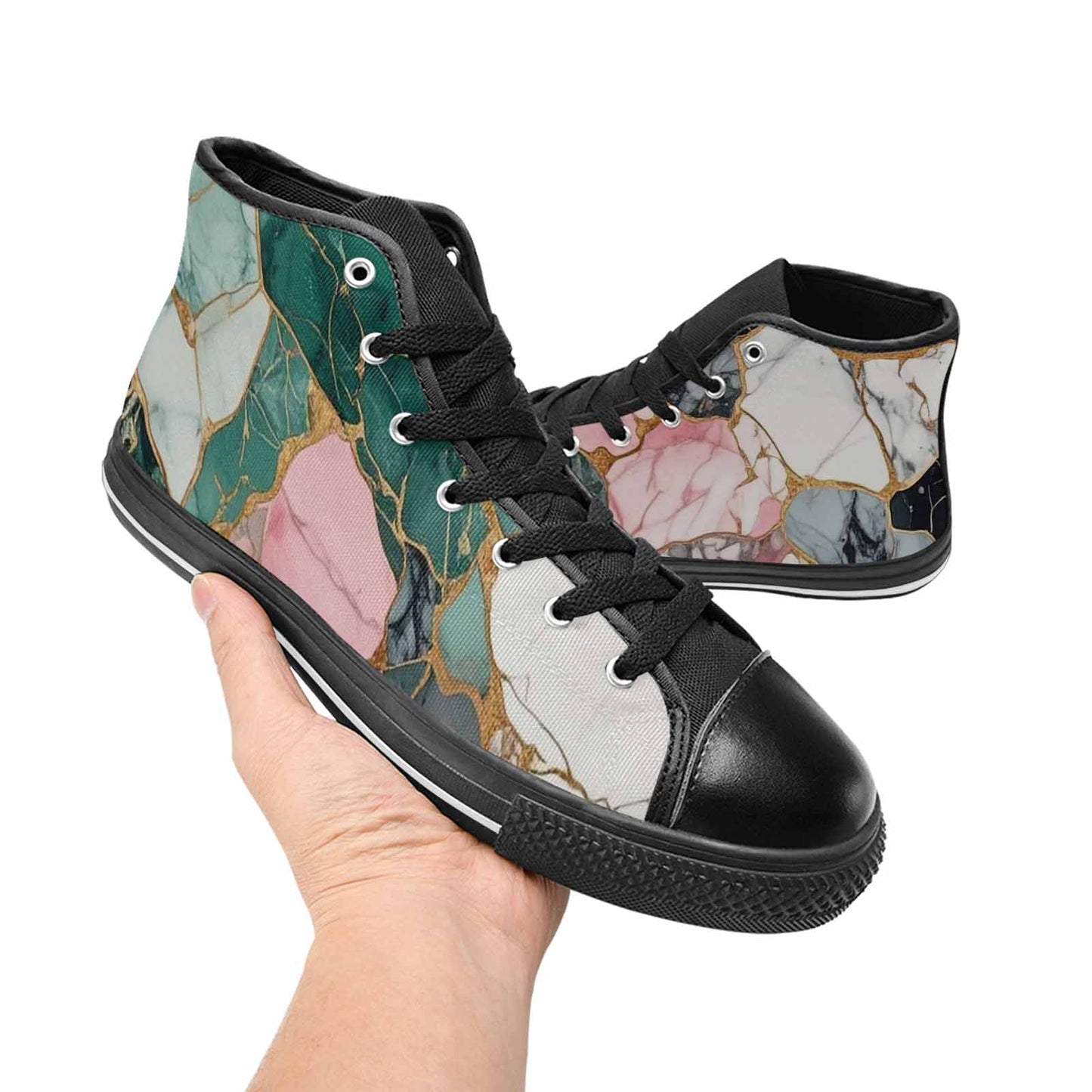 WOMEN'S Marble Stone Texture High Top Canvas Y2K Shoes