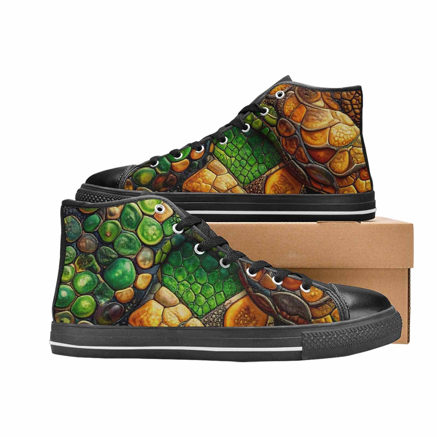 MEN'S Snake Skin Reptile High Top Canvas Aesthetic Custom Shoes