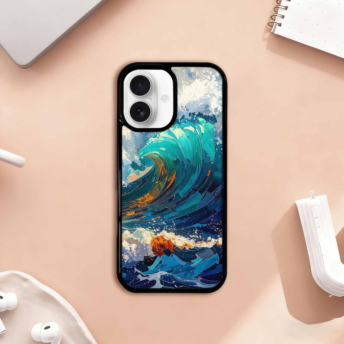 iPhone 17 Case — Wave Crest Splash Wave Watercolor Abstract, Custom Made Phone Cover