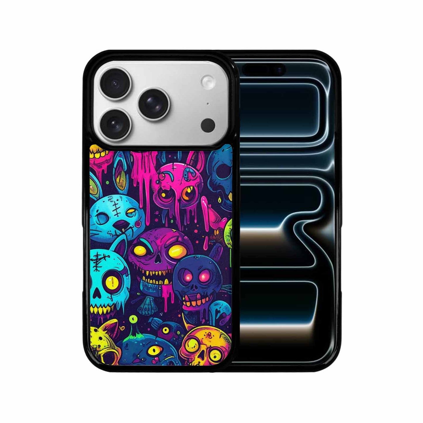 iPhone 17 Pro Case — Mixed Toxic Glow Creature Pattern Cartoon, Custom Designed Case Cover