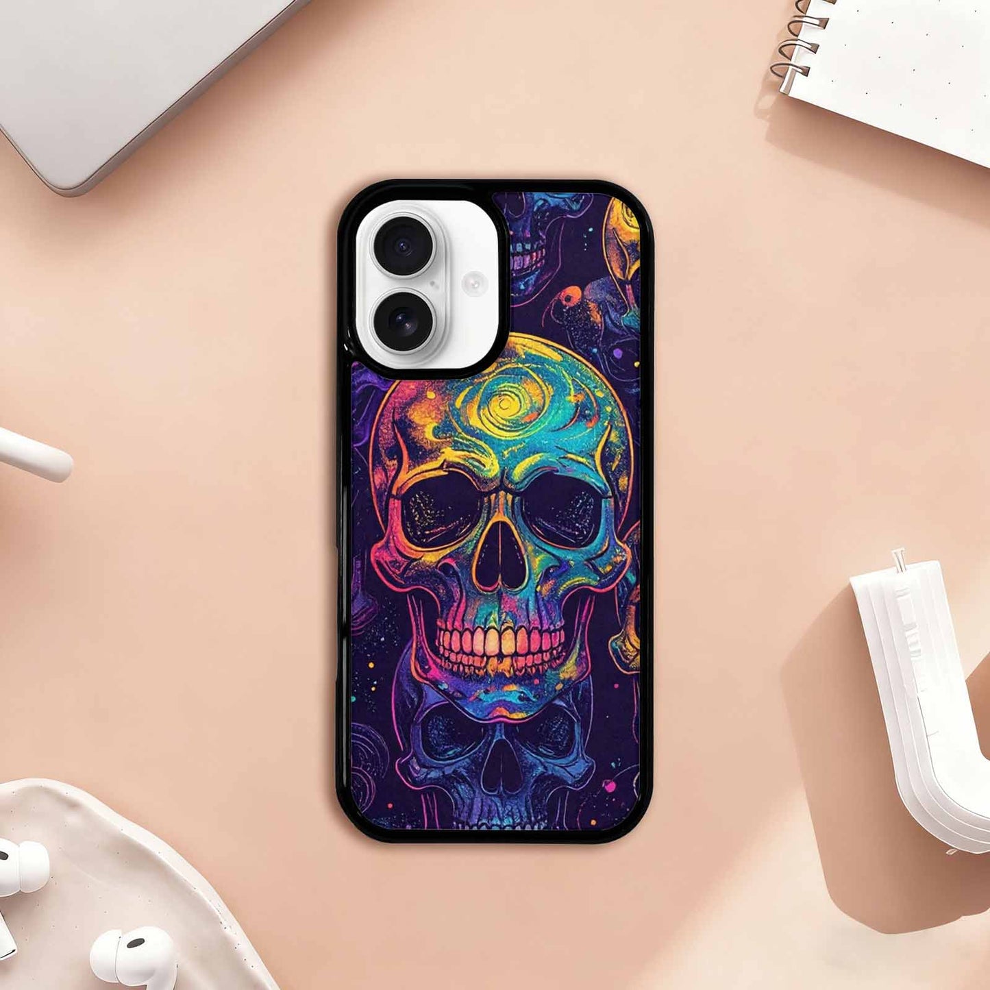 iPhone 17 Case — Galaxy Skulls Art Seamless Gothic Skulls, Personalized Phone Case