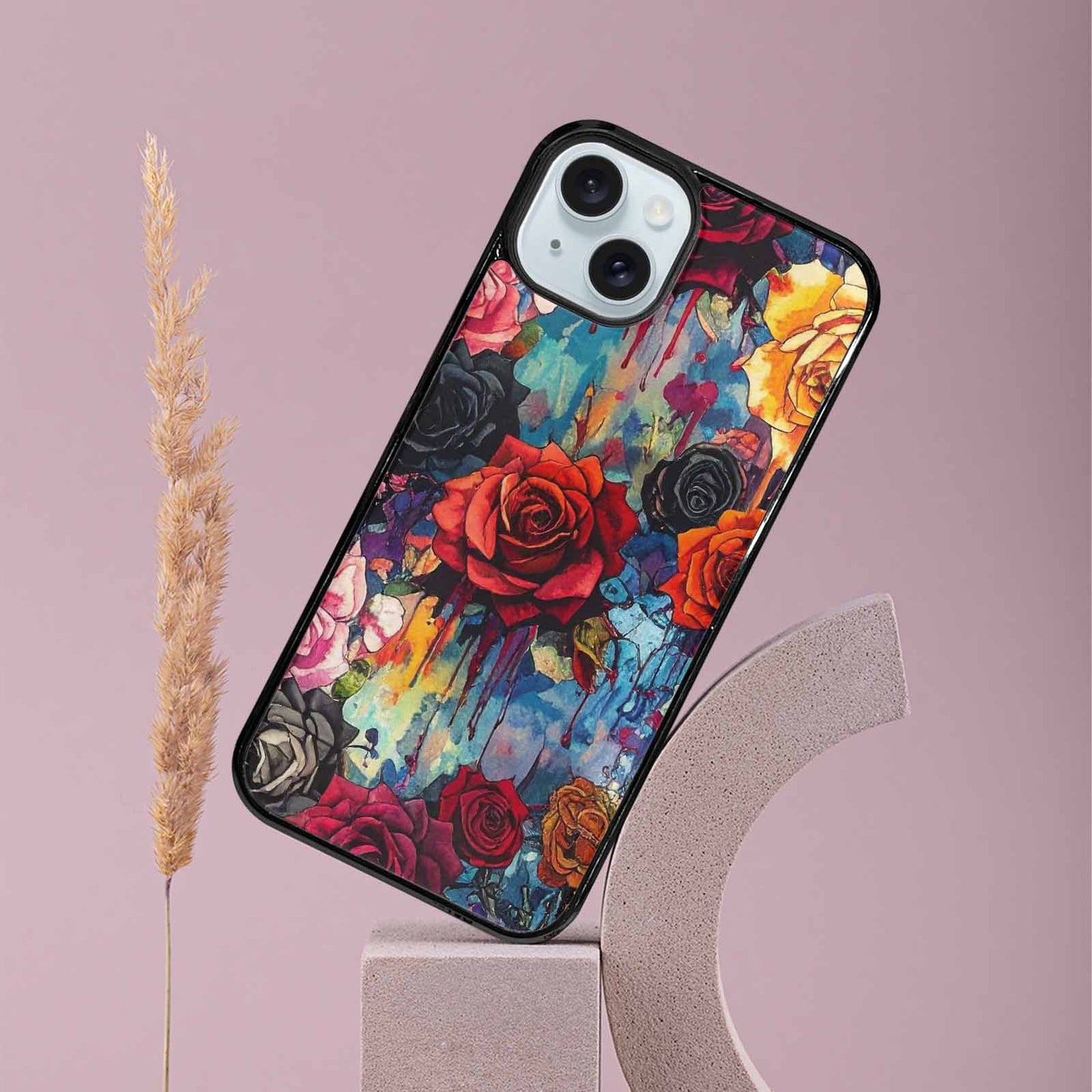 iPhone 15 Plus Case — Gothic Rose Gothic Roses Pattern Hundreds, Custom Made Phone Cover