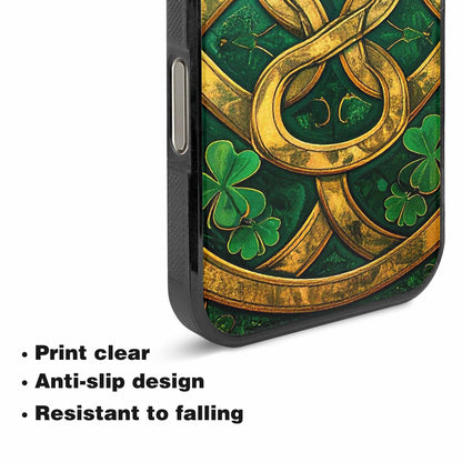 iPhone 16 Pro Case — Irish Celtic Knot Pattern Shamrocks Seamless, Custom Printed Phone Case