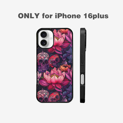 iPhone 16 Plus Case — Lotus Skulls, Custom Phone Case