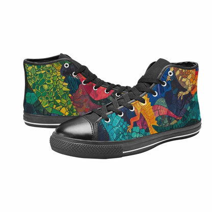 MEN'S Dinosaur Silhouette High Top Canvas Grunge Custom Sneakers