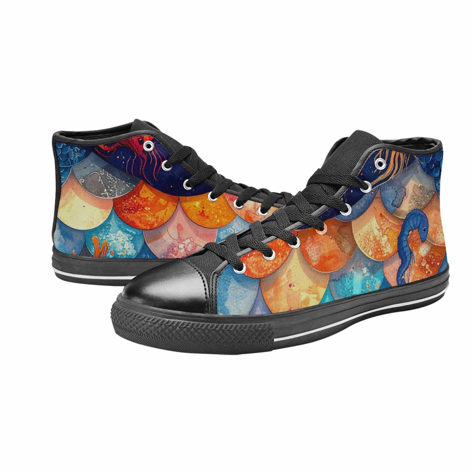 MEN'S Fish Scale Coral High Top Canvas Y2K Custom Sneakers