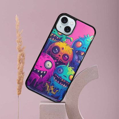 iPhone 15 Plus Case — Overlapping Endlessly No Empty Space Monsters, Custom Printed Phone Case