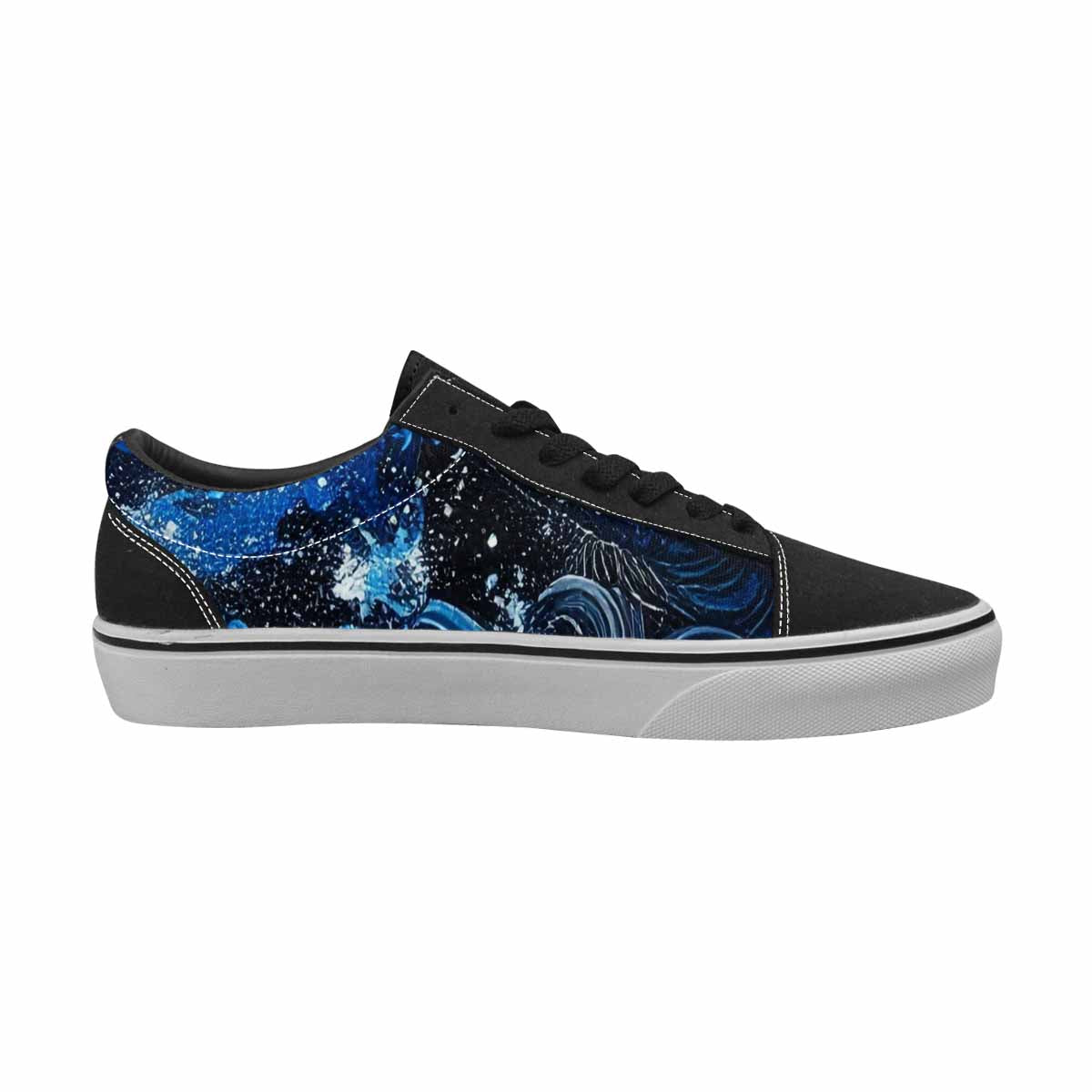 WOMEN'S Nautical Wave Lace-Up Canvas Kaleidoscope Custom Sneakers