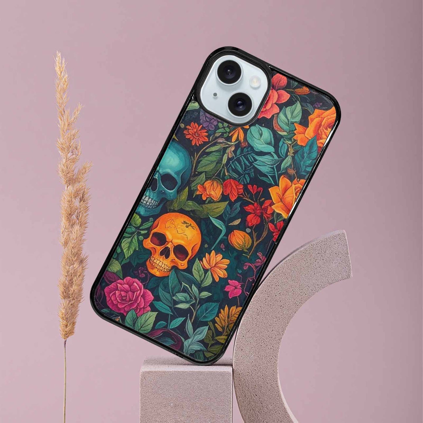 iPhone 15 Plus Case — Skulls Botanicalskulls Pattern B2f Personalized Phone, Custom Print Case Cover