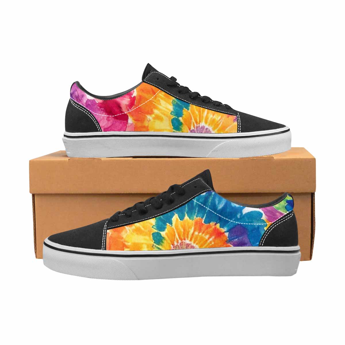 MEN'S Tie Dye Swirl Canvas Lace-Up Dark Academia Custom Sneakers