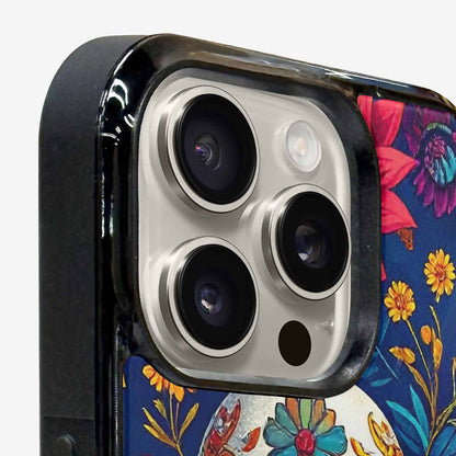 iPhone 15 Pro Max Case — Sunflower Skulls Print Custom, Original Design Phone Case