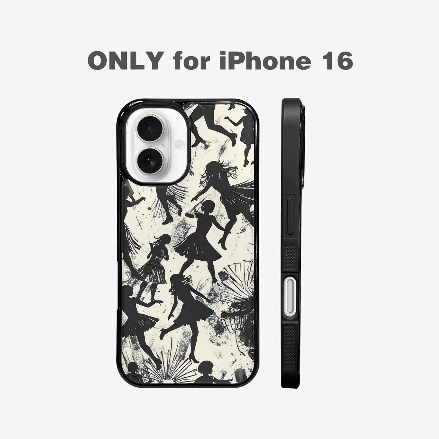 iPhone 16 Case — Bold Dancing Figure Line Art Pattern, Unique Phone Case Design