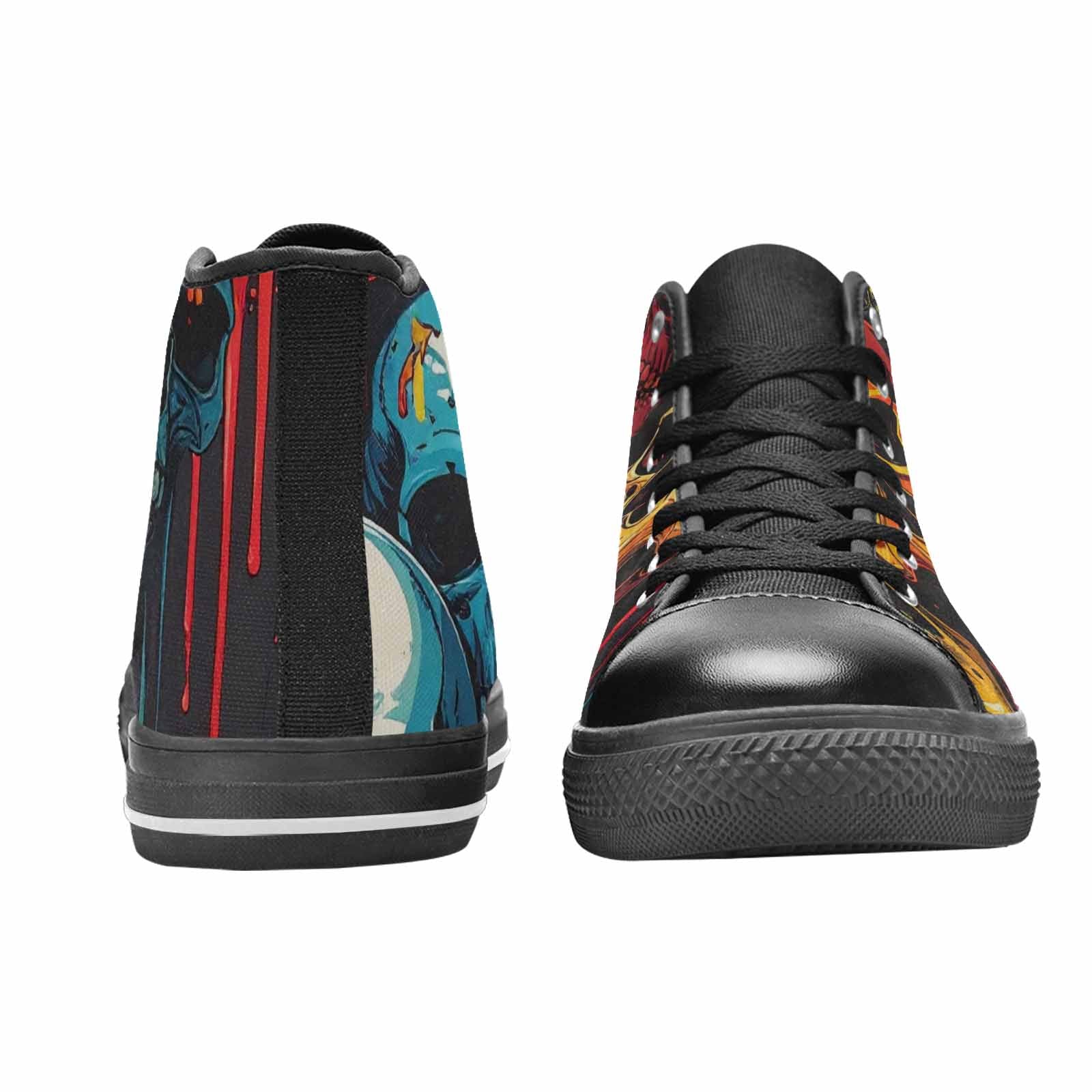 MEN'S Dripping Skulls Collage High Top Canvas Grunge Sneakers