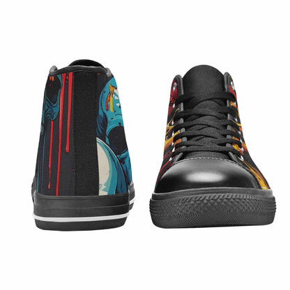 MEN'S Dripping Skulls Collage High Top Canvas Grunge Sneakers