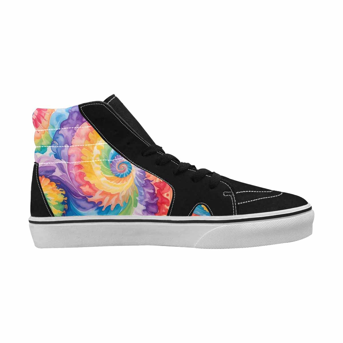 MEN'S Tie Dye Swirls Tie High Top Canvas Neon Fantasy Custom Shoes