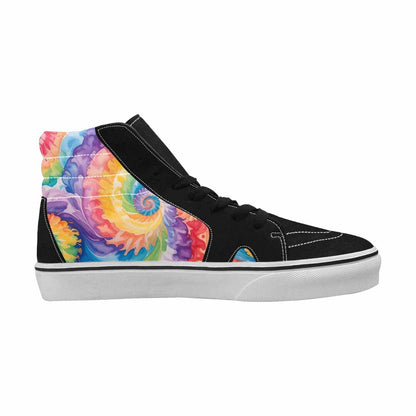 MEN'S Tie Dye Swirls Tie High Top Canvas Neon Fantasy Custom Shoes