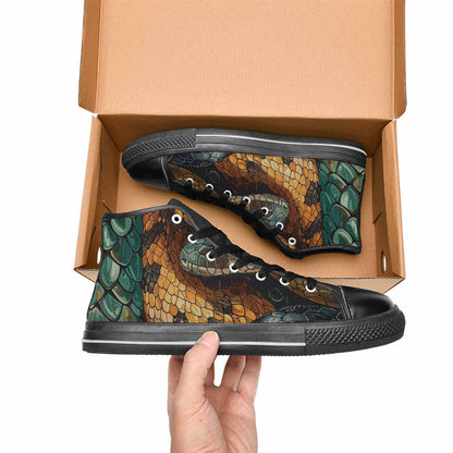 MEN'S Snake Skin Reptile High Top Canvas Surreal Shoes