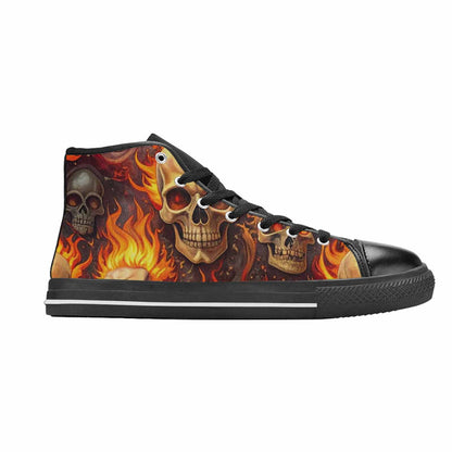 WOMEN'S Skulls - Flaming High Top Canvas Surreal Sneakers