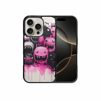 iPhone 16 Pro Case — Monsters General Black Pink Ink Cartoon, Customized Protective Case