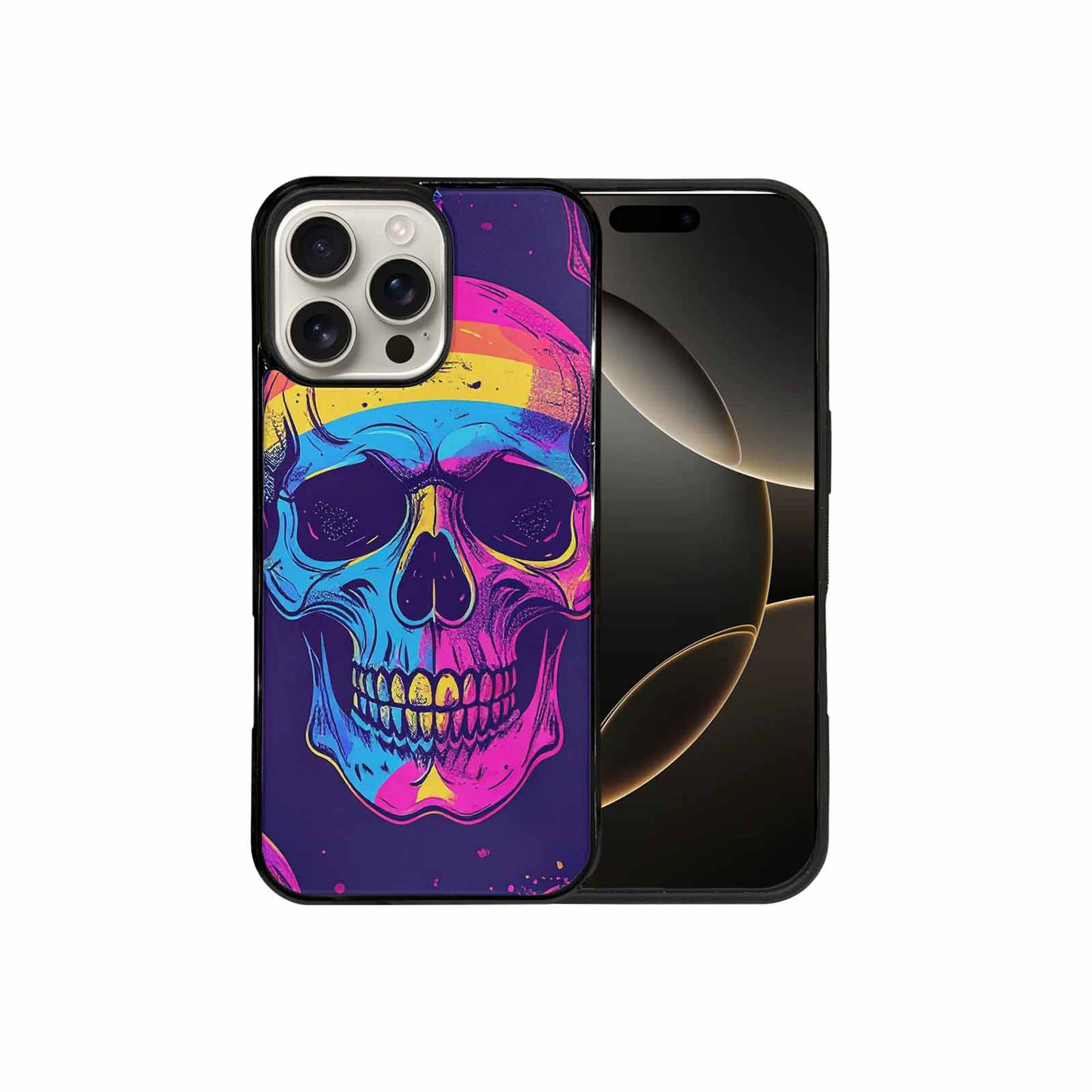 iPhone 16 Pro Max Case — Pride Flag Skulls Seamless Pattern Vibrant, Custom Phone Case