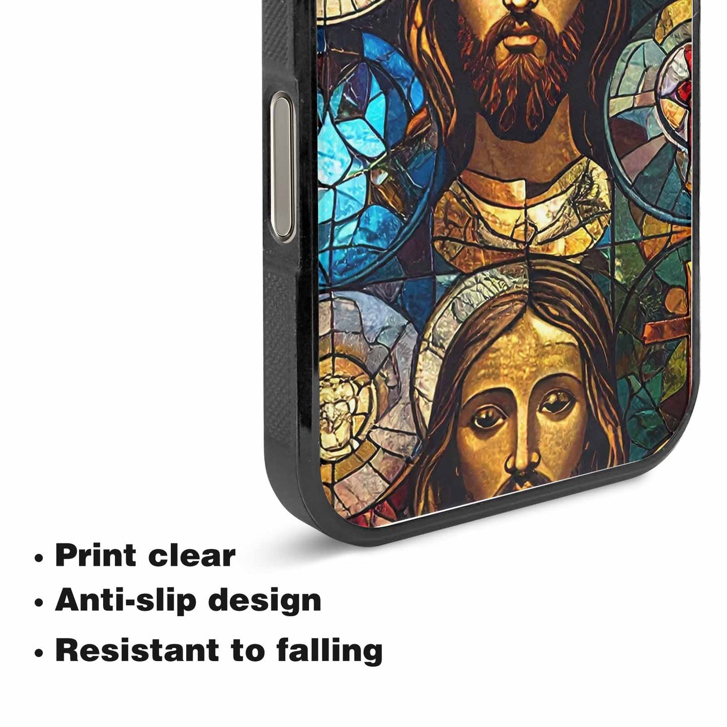 iPhone 15 Pro Max Case — Jesus Face Small Cross And Faith, Customized Protective Case