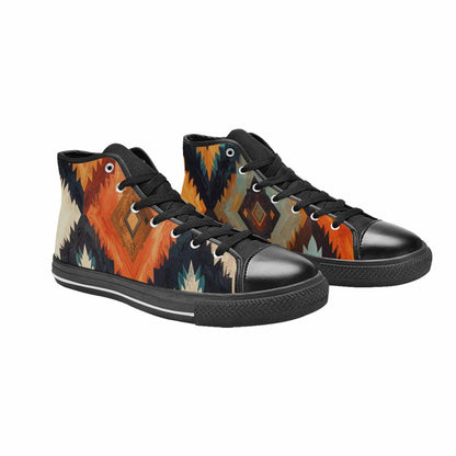 MEN'S Southwestern Geometric Diamond High Top Canvas Neon Fantasy Shoes