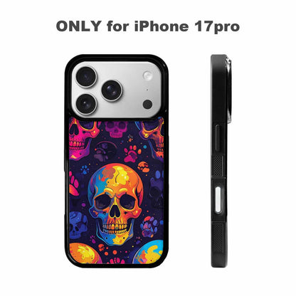 iPhone 17 Pro Case — Iridescent Millions Of Paw Gothic Skulls, Custom Designed Case Cover